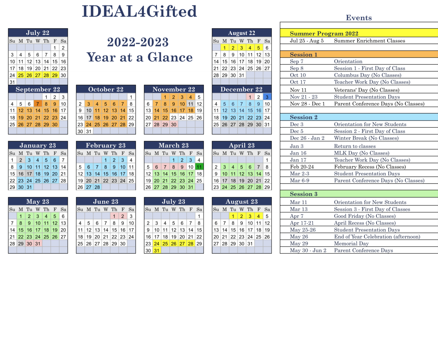 Calendar & Events – Ideal4Gifted